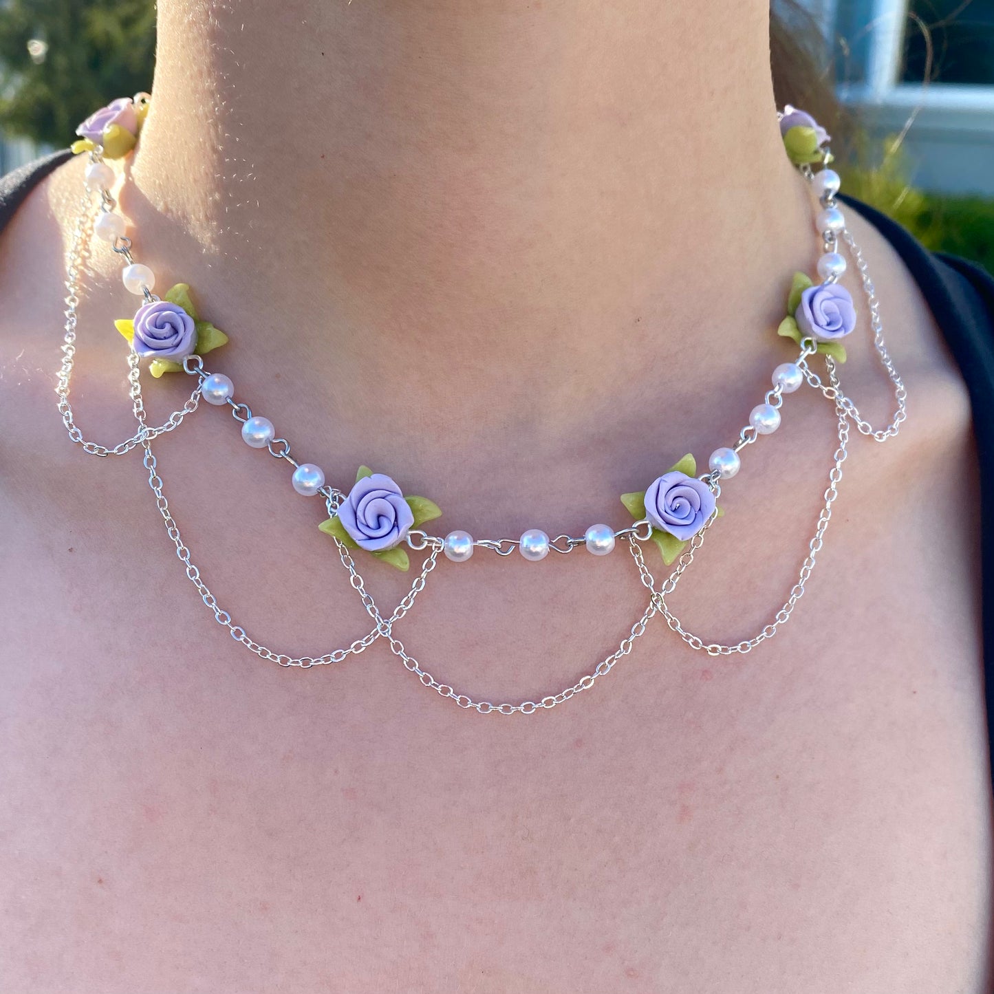 Purple Rose Layered Necklace