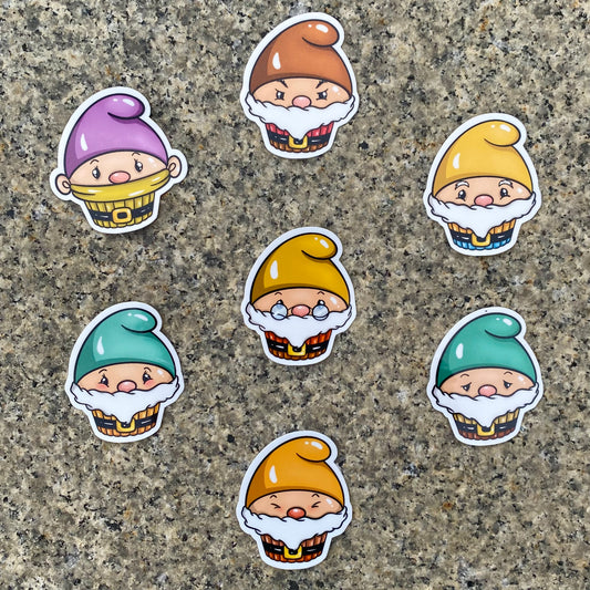 Seven Dwarfs Cupcake Stickers