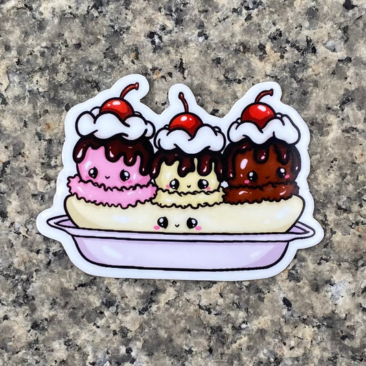 Kawaii Banana Split Sundae Sticker