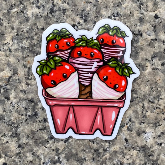 Basket of Kawaii Strawberries Sticker