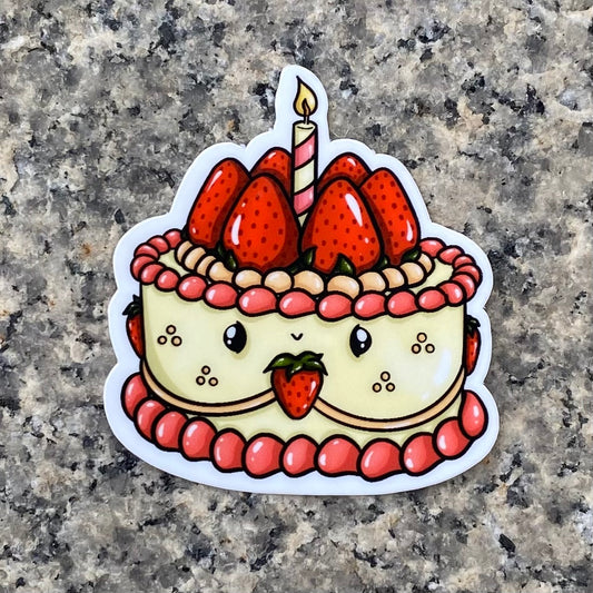 Kawaii Vintage Strawberry Cake Sticker