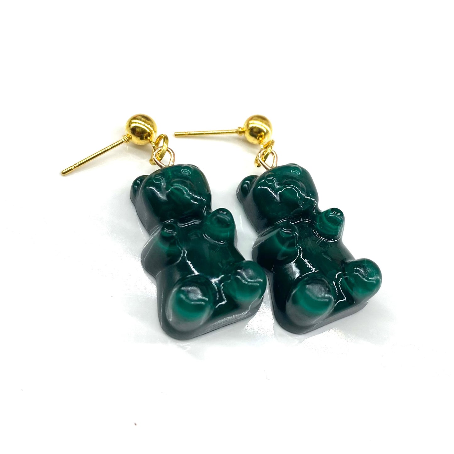 Green Gummy Bear Dangle Earrings