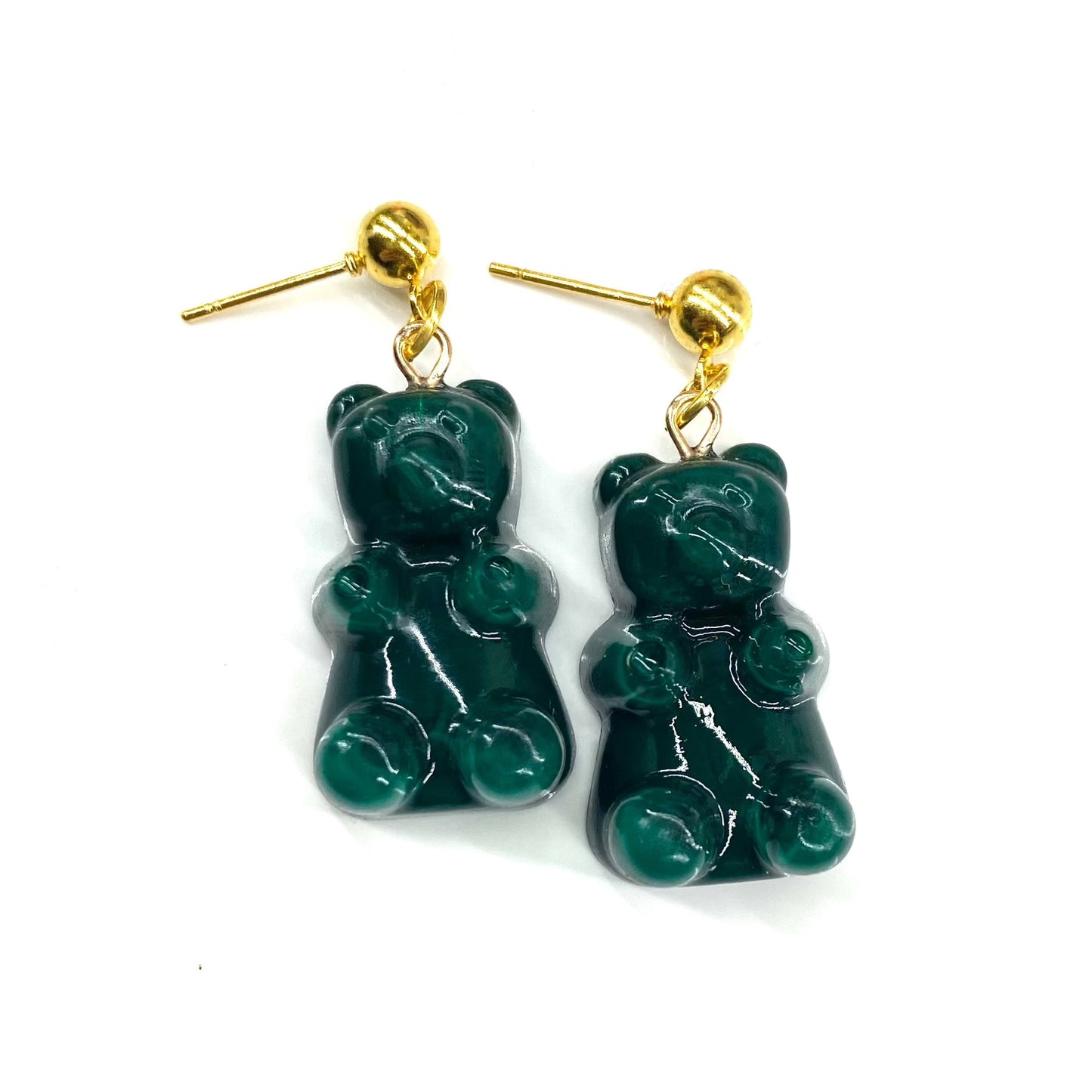 Green Gummy Bear Dangle Earrings