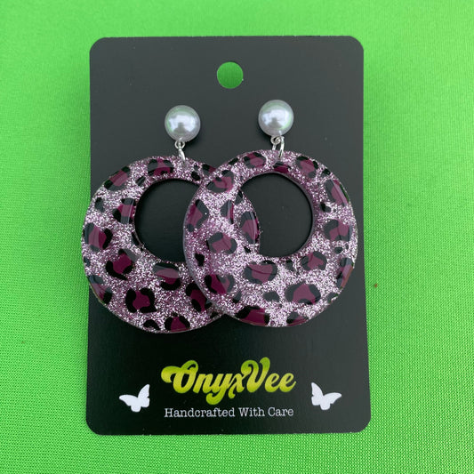 Sparkly Leopard Print Hoop Earrings