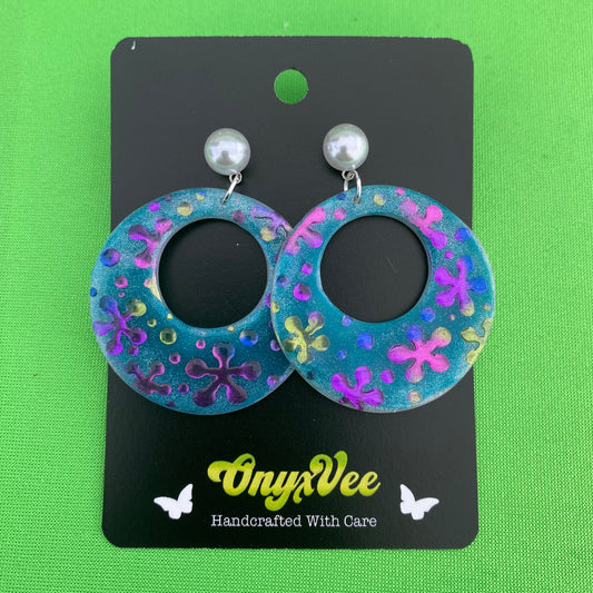 Electric Bloom Hoop Earrings