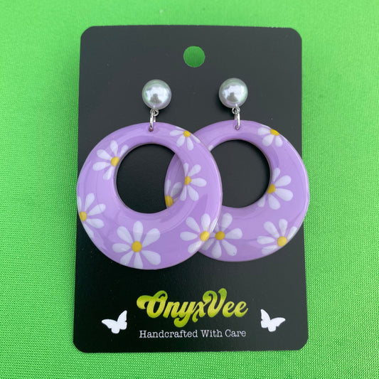 Purple Daisy Days Hoop Earrings