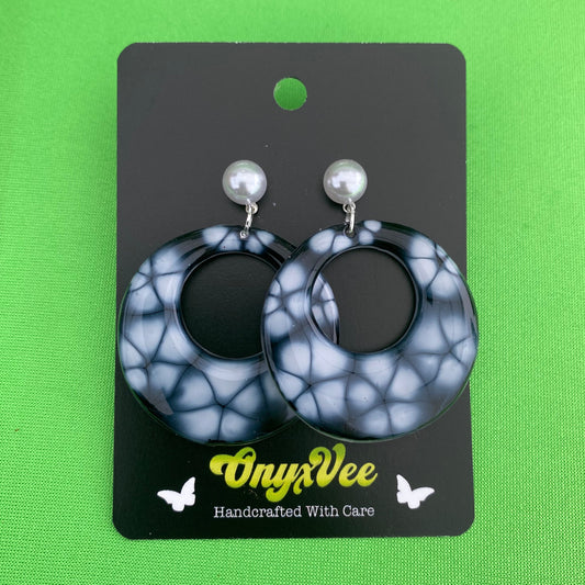 Midnight Marble Hoop Earrings