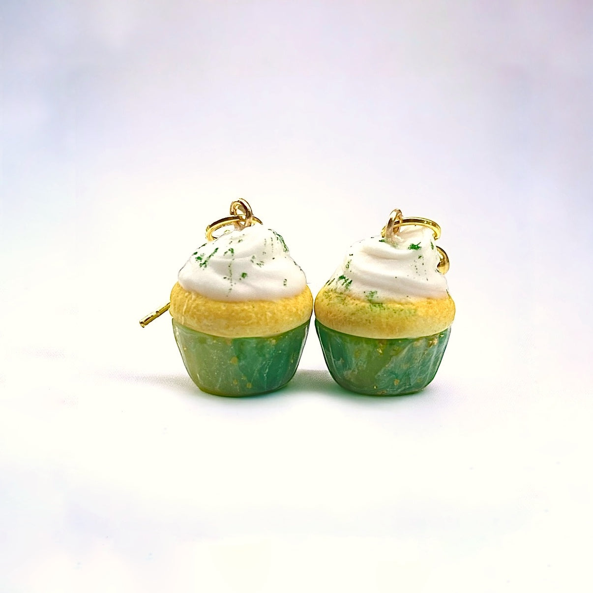 Green Mini Frosted Cupcake Dangle Earrings